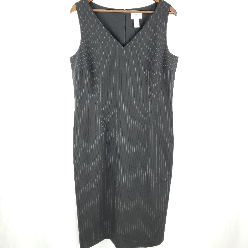LOFT Gray on Gray pinstriped dress size 14